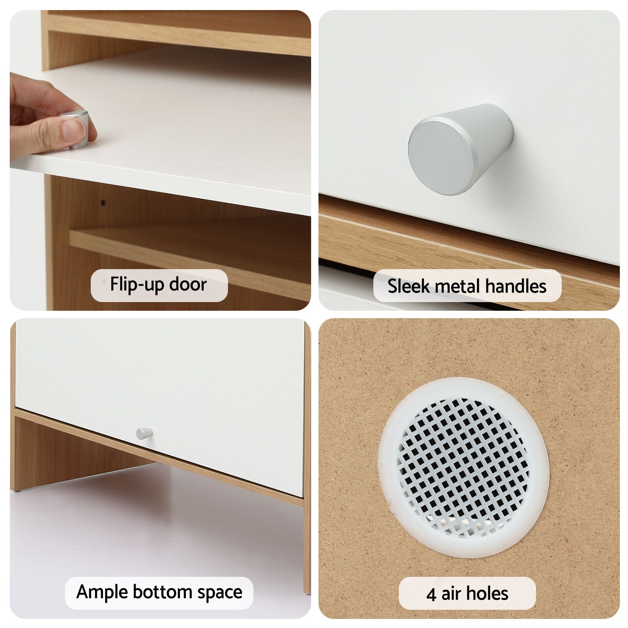 Slimline Shoe Cabinet with Adjustable Shelves – White & Pine