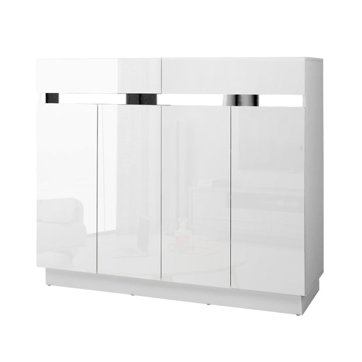 Modern High Gloss 120cm Shoe Cabinet Console Table - White - Homecoze