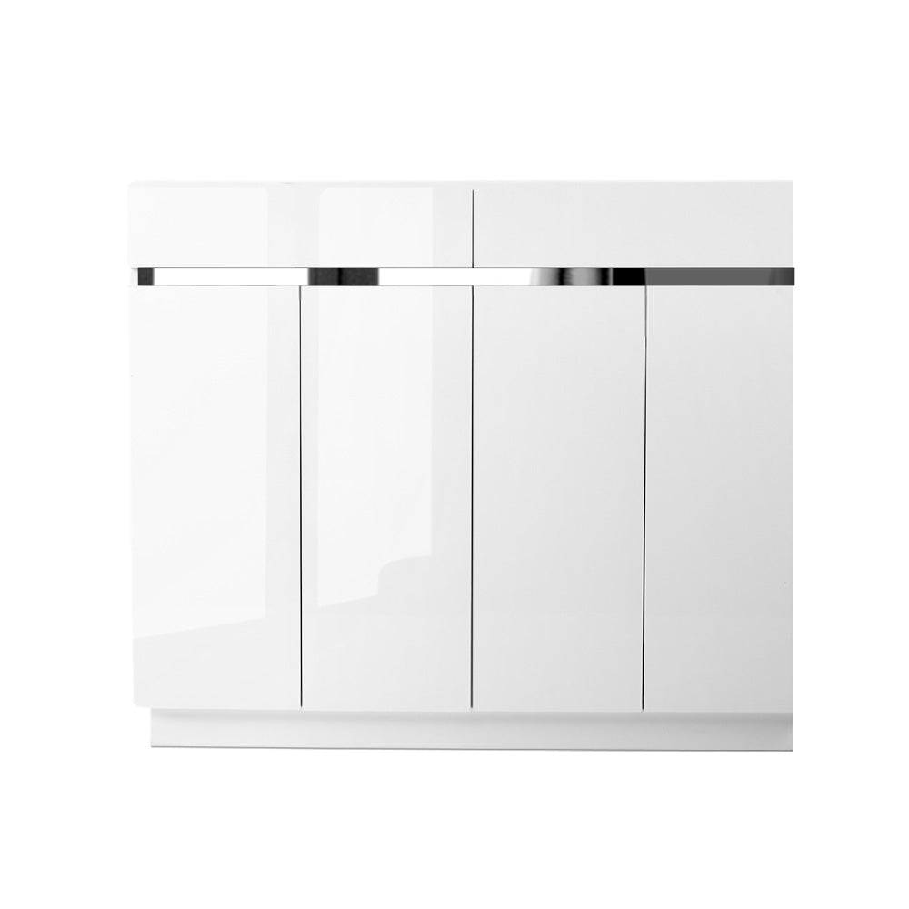 Modern High Gloss 120cm Shoe Cabinet Console Table - White - Homecoze