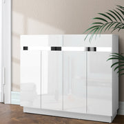 Modern High Gloss 120cm Shoe Cabinet Console Table - White - Homecoze