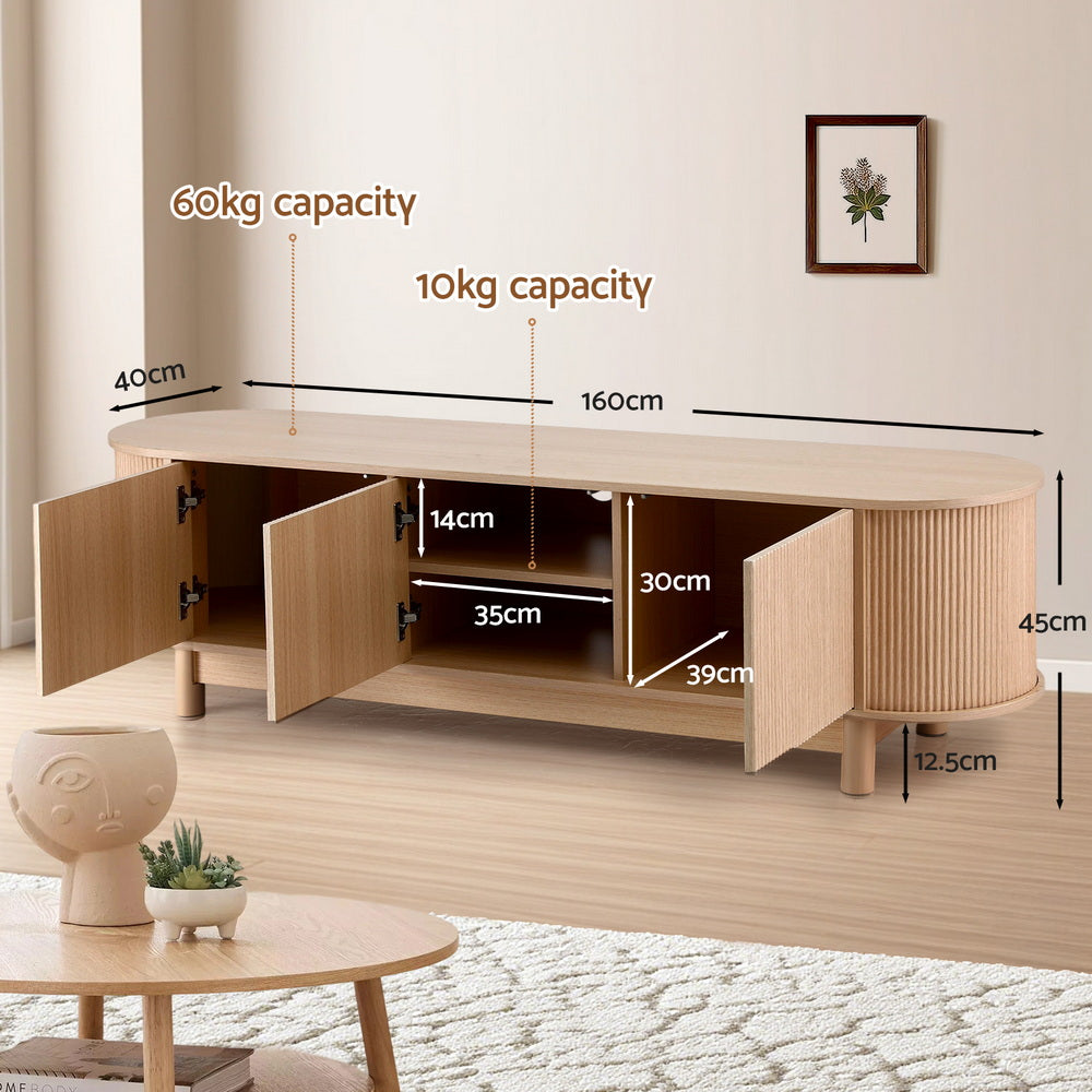 Artiss TV Unit Entertainment Unit Storage Cabinet 160cm Pine - Homecoze