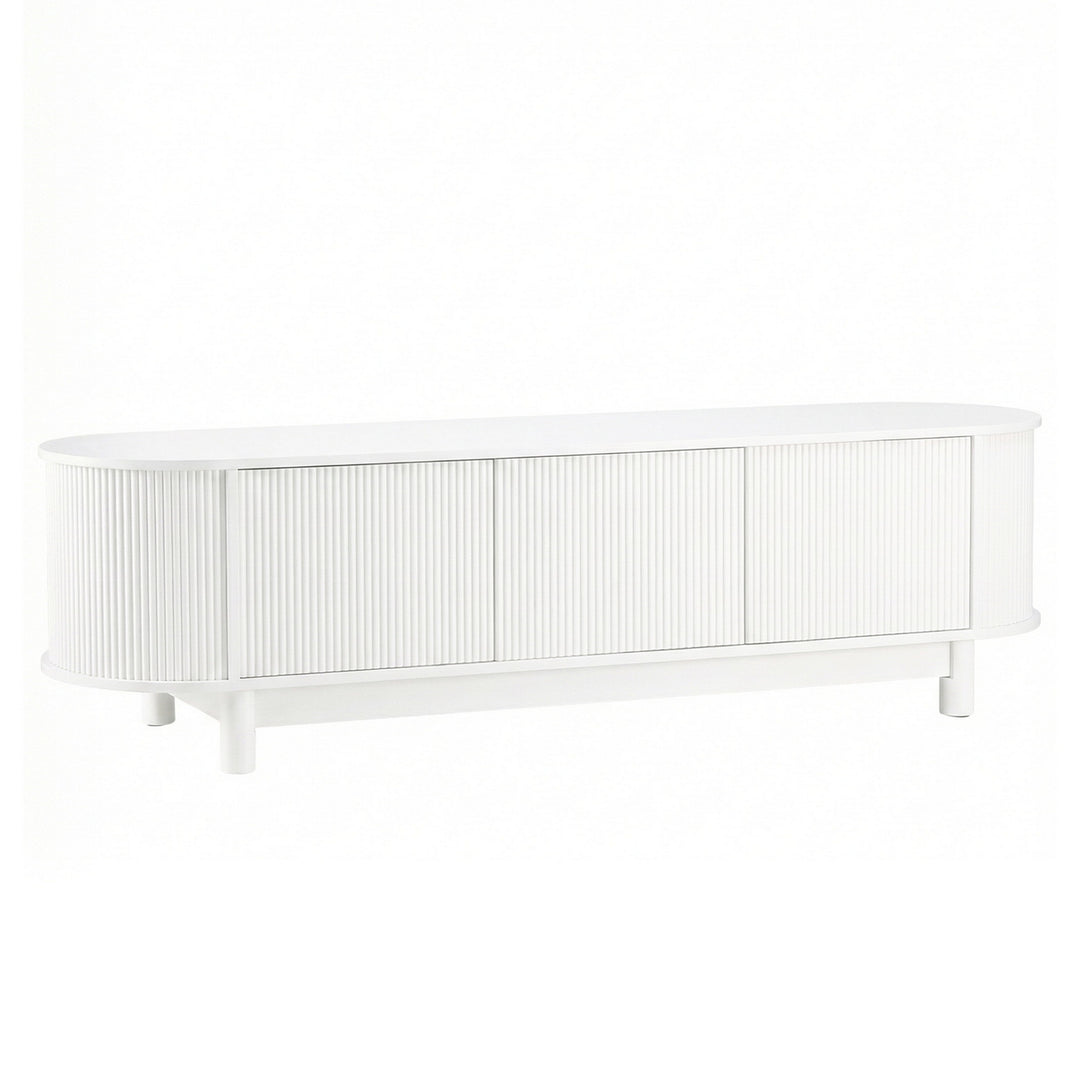 Modern Fluted Entertainment Unit 160cm - White