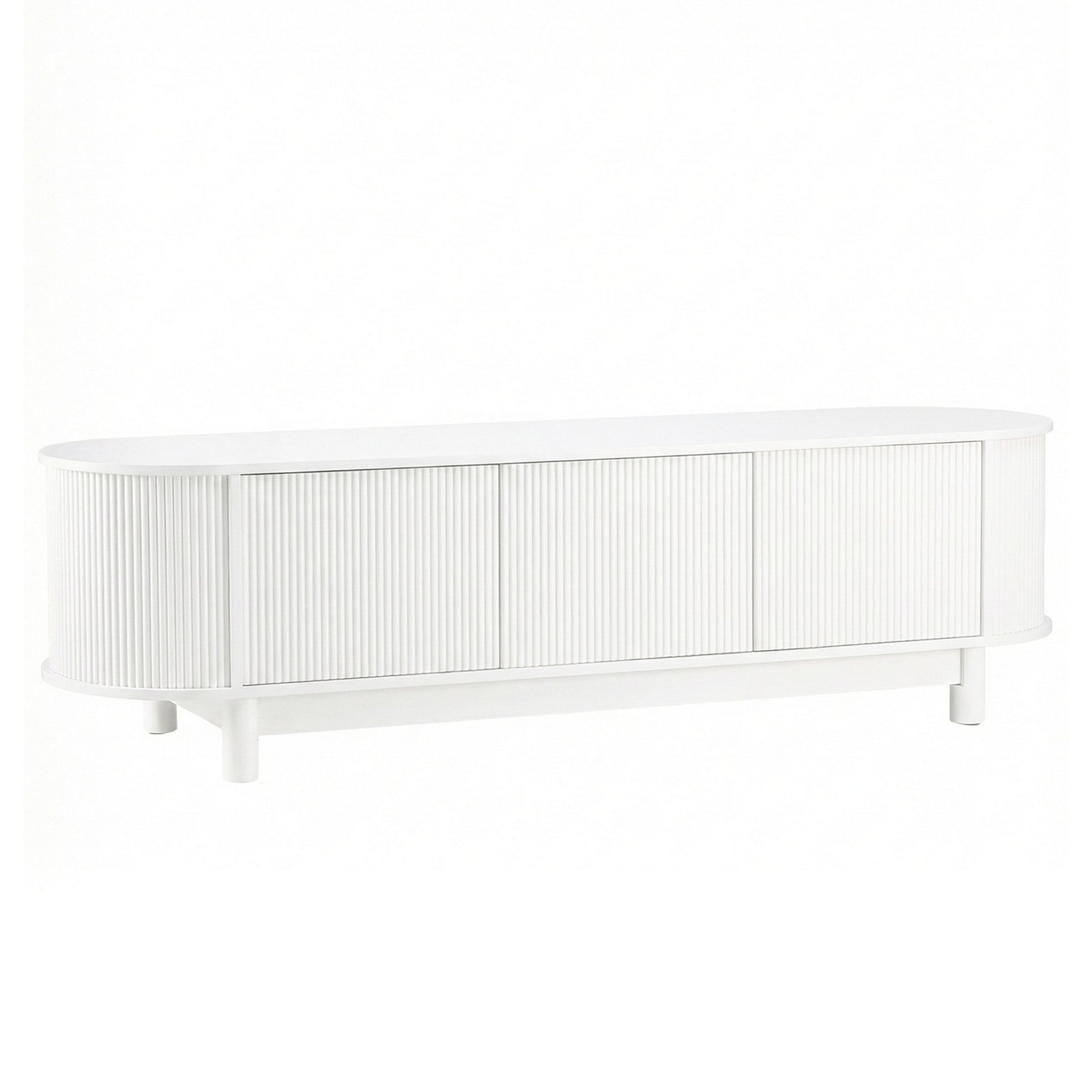 Modern Fluted Entertainment Unit 160cm - White - Homecoze