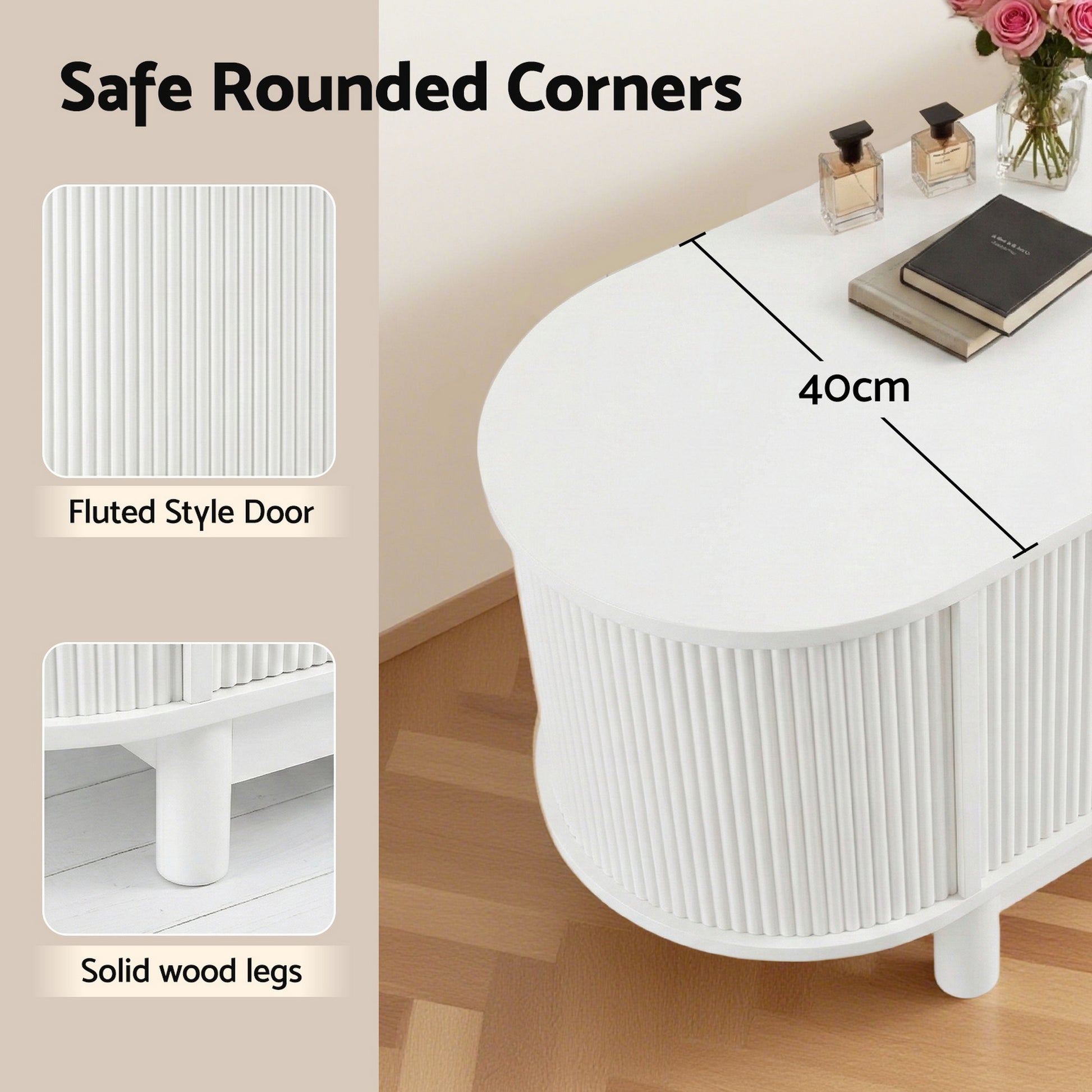 Modern Fluted Entertainment Unit 160cm - White - Homecoze
