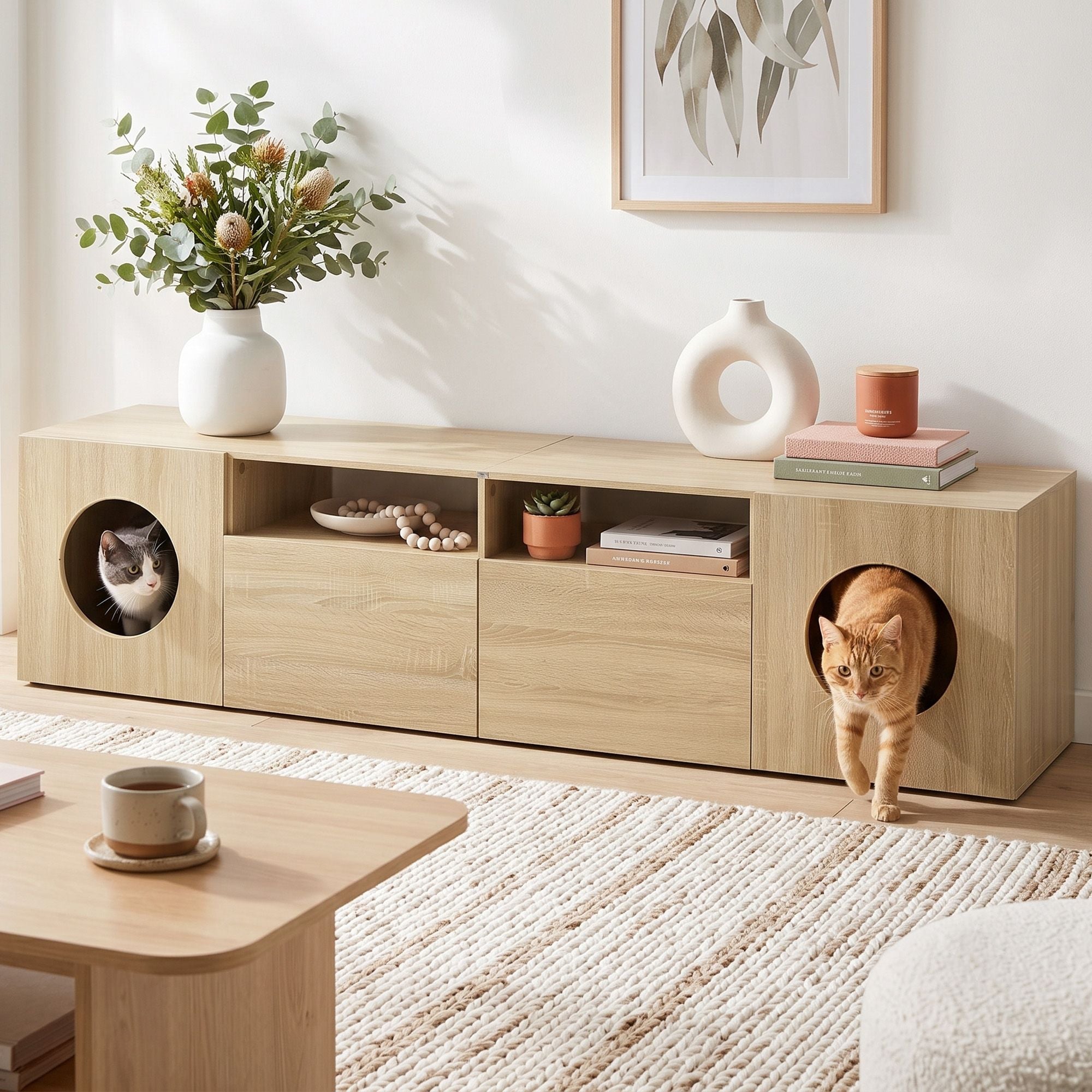 Mochi Cat House TV Unit 185cm – Pine