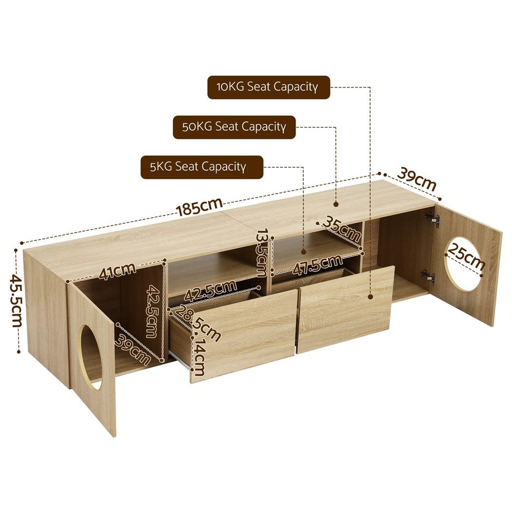 Mochi Cat House TV Unit 185cm – Pine