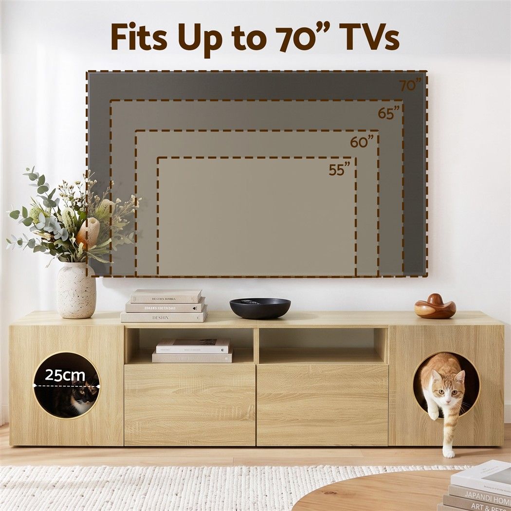 Mochi Cat House TV Unit 185cm – Pine