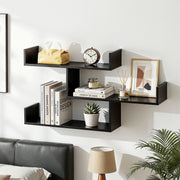 Artiss Floating Wall Shelf 3 Tier Black - Homecoze