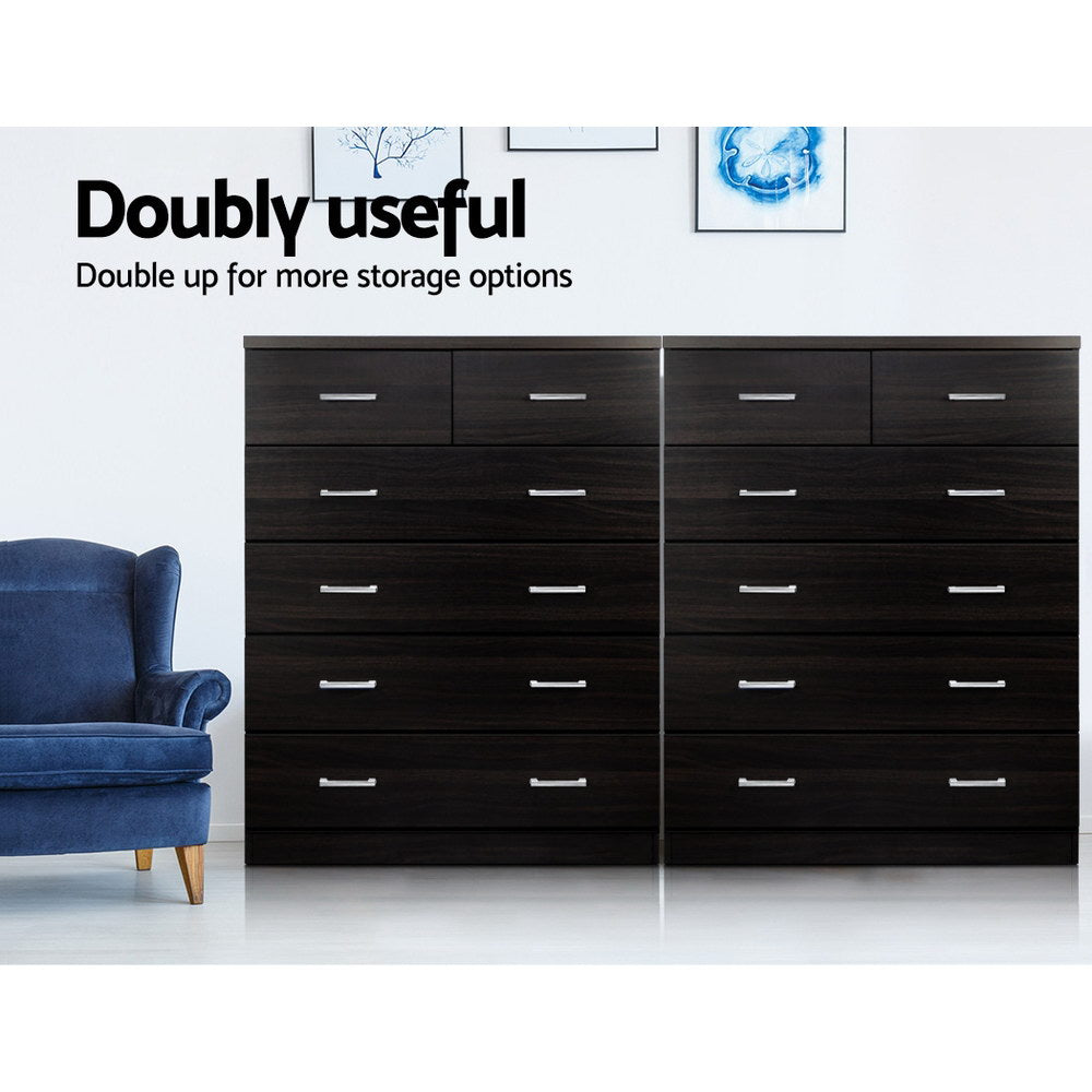 Contemporary Tallboy 6 Drawers Storage Cabinet - Walnut - Homecoze