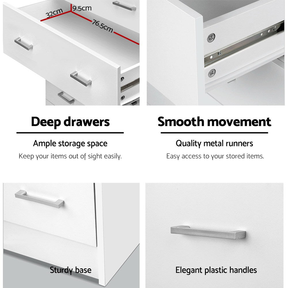 Contemporary Tallboy 6 Drawers Storage Cabinet - White - Homecoze