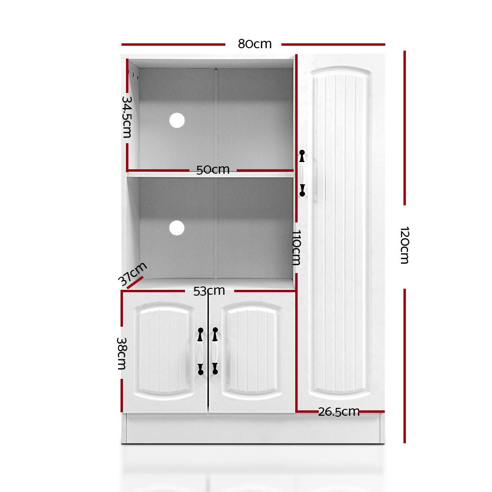 Kitchen Hallway Sideboard Display Storage Cupboard - White - Homecoze
