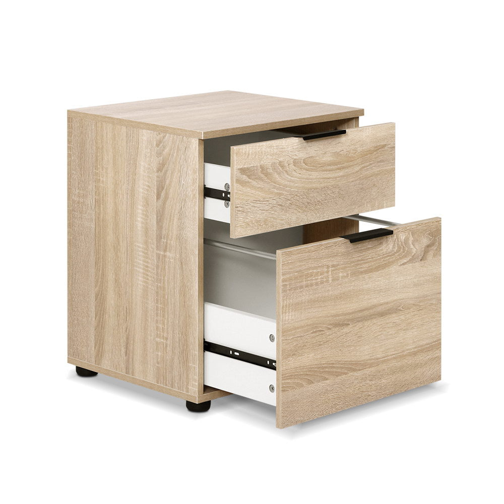 Filing Cabinet 2 Drawer Office Storage Organiser - Oak - Homecoze