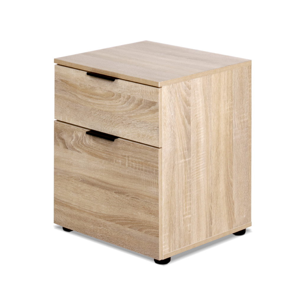 Filing Cabinet 2 Drawer Office Storage Organiser - Oak - Homecoze