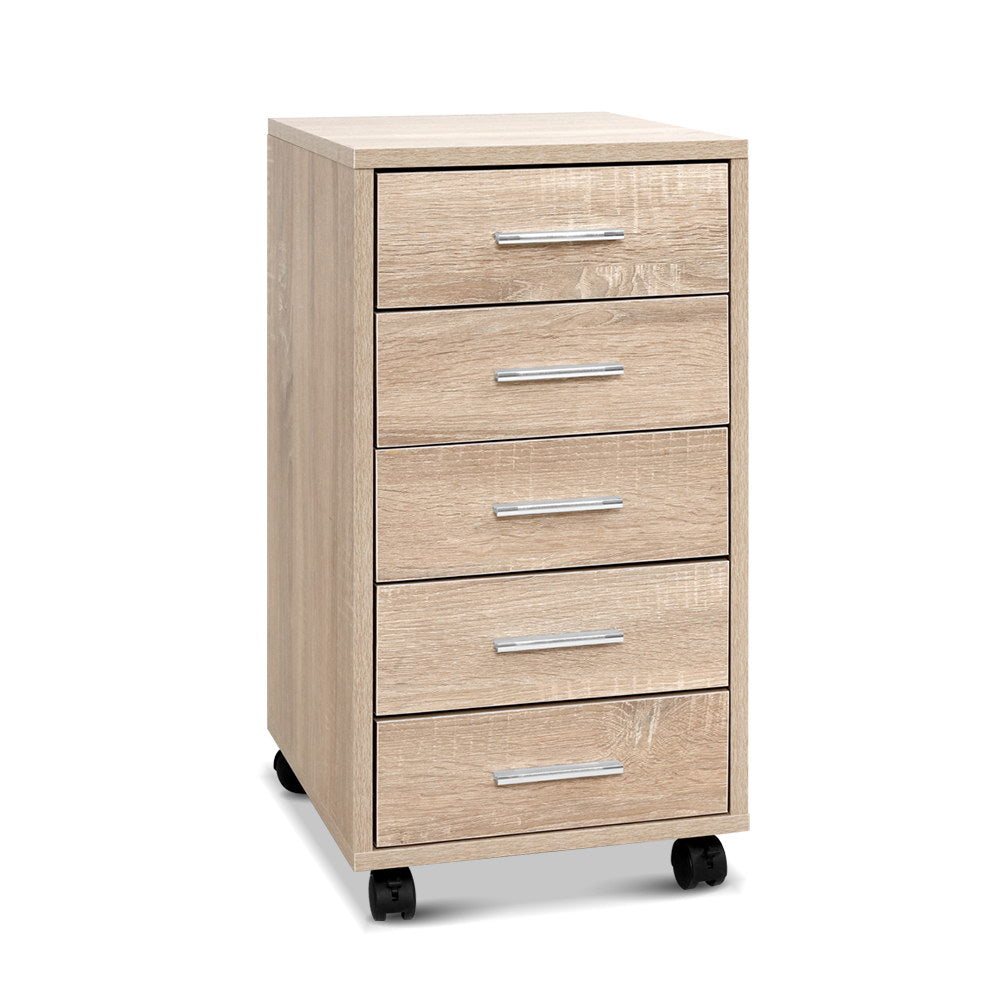 5 Drawer Office Desk Storage Cabinet - Wood - Homecoze