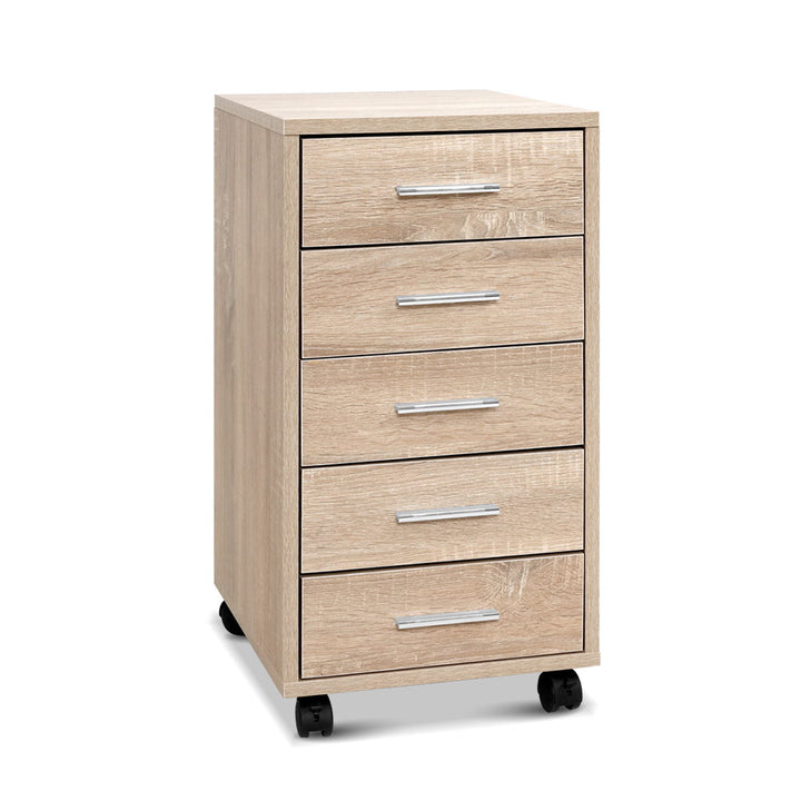 5 Drawer Office Desk Storage Cabinet - Wood - Homecoze