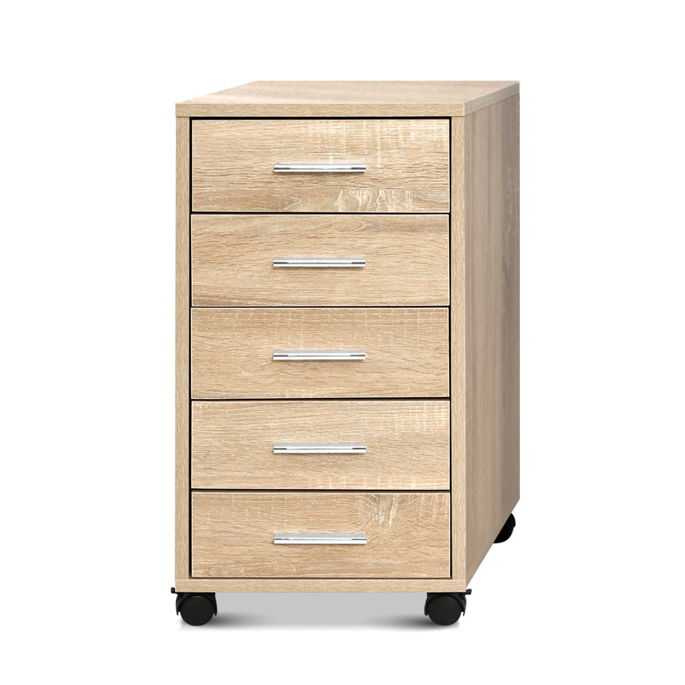 5 Drawer Office Desk Storage Cabinet - Wood - Homecoze