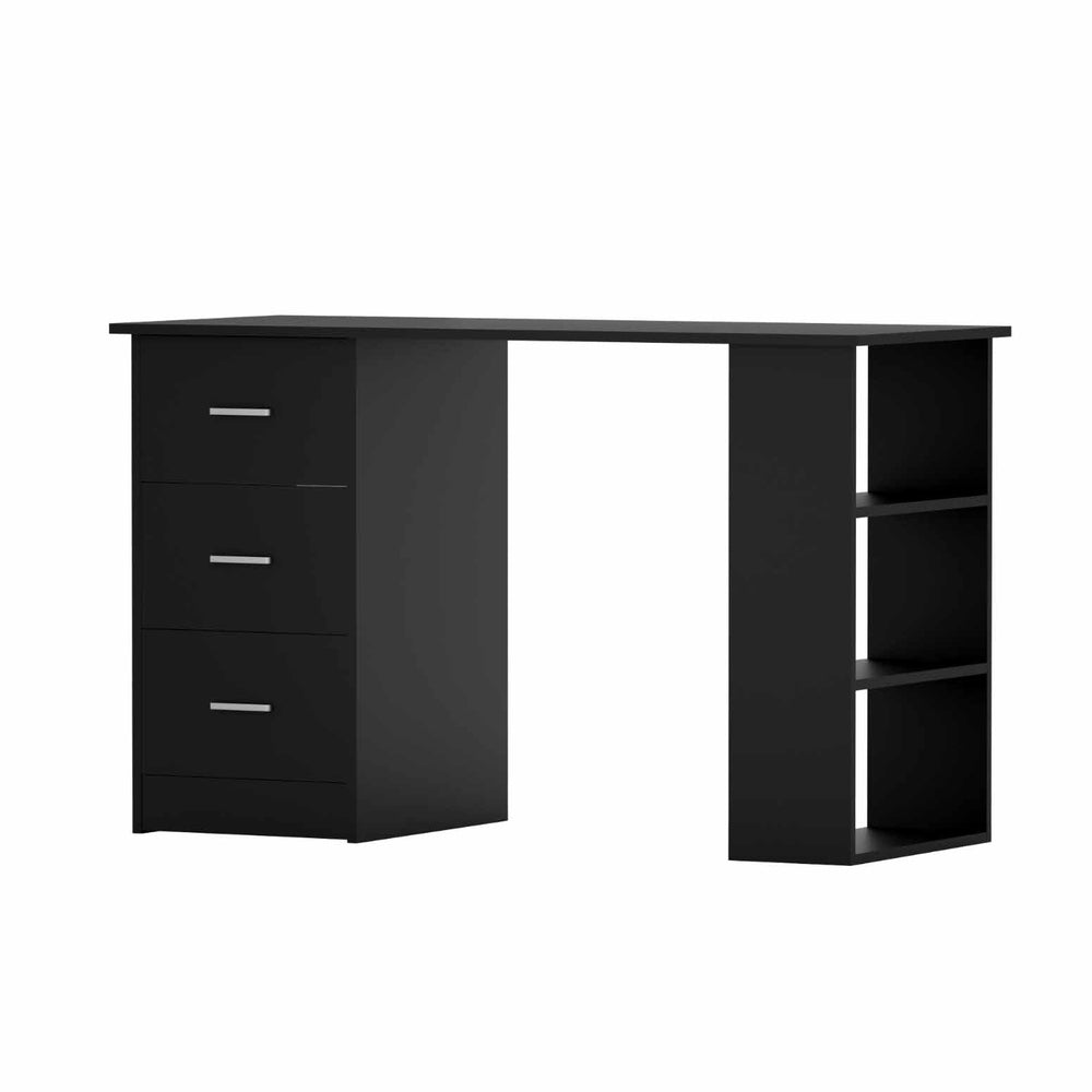 Office Computer Desk Workstation with Shelf & 3 Drawers 120cm Black - Homecoze