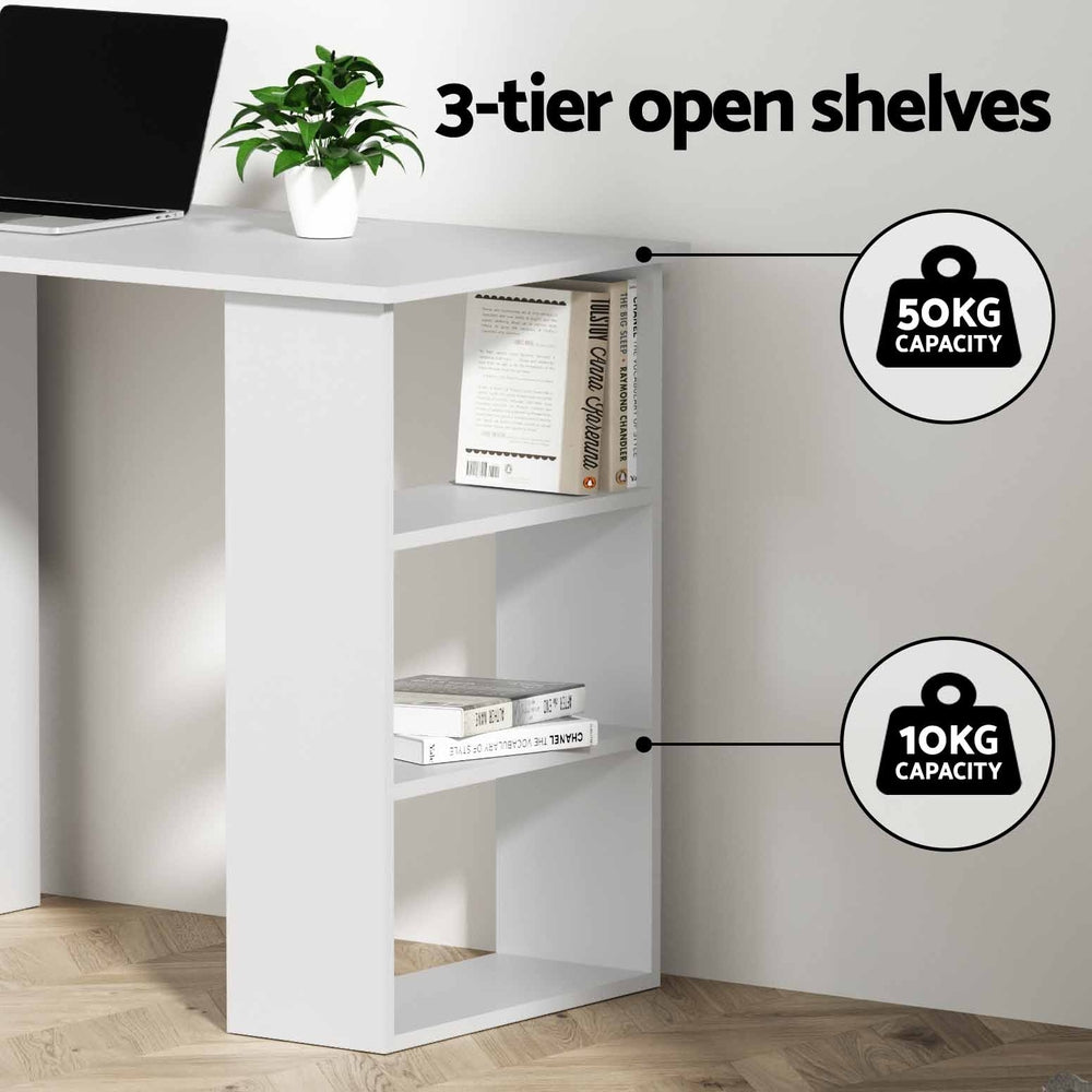 Office Computer Desk with 3 Drawers & Shelf 120cm - Homecoze