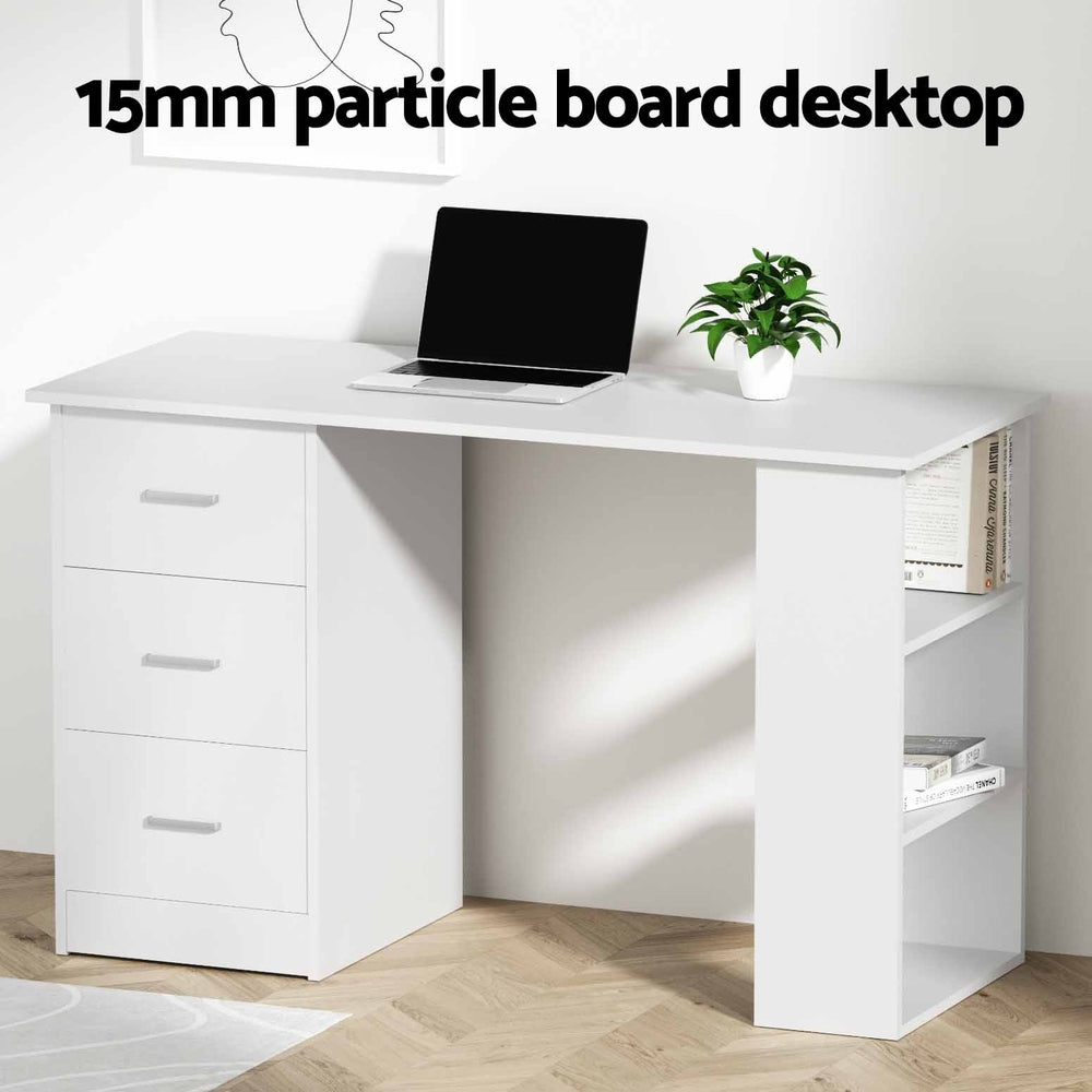 Office Computer Desk with 3 Drawers & Shelf 120cm - Homecoze