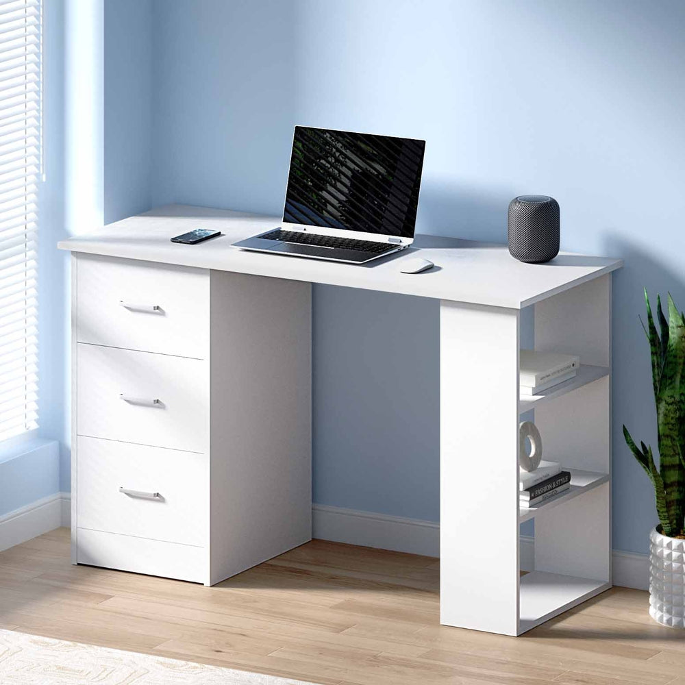 Office Computer Desk with 3 Drawers & Shelf 120cm - Homecoze