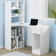 Computer Study Desk with Side Shelf - White - Homecoze