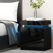 High Gloss Bedside Table with Inbuilt RGB LED Light - Gloss Black - Homecoze