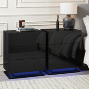 Artiss 2x Bedside Table LED 3 Drawers - MORI Black - Homecoze
