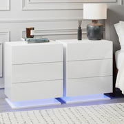 Artiss 2x Bedside Table LED 3 Drawers - MORI White - Homecoze