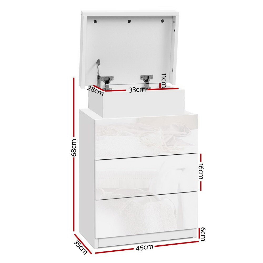 Artiss 2X Bedside Table LED 3 Drawers - COLEY White - Homecoze