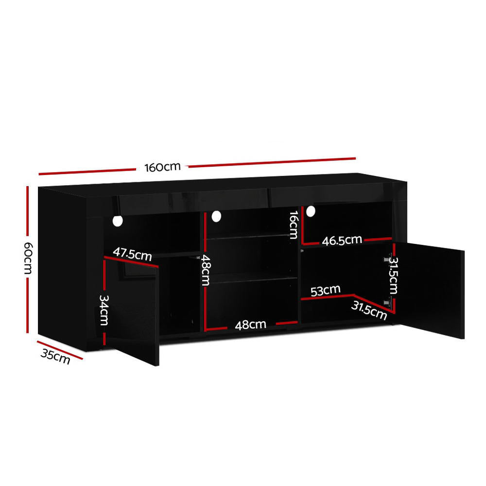 LED TV Entertainment Unit 160cm - Black - Homecoze