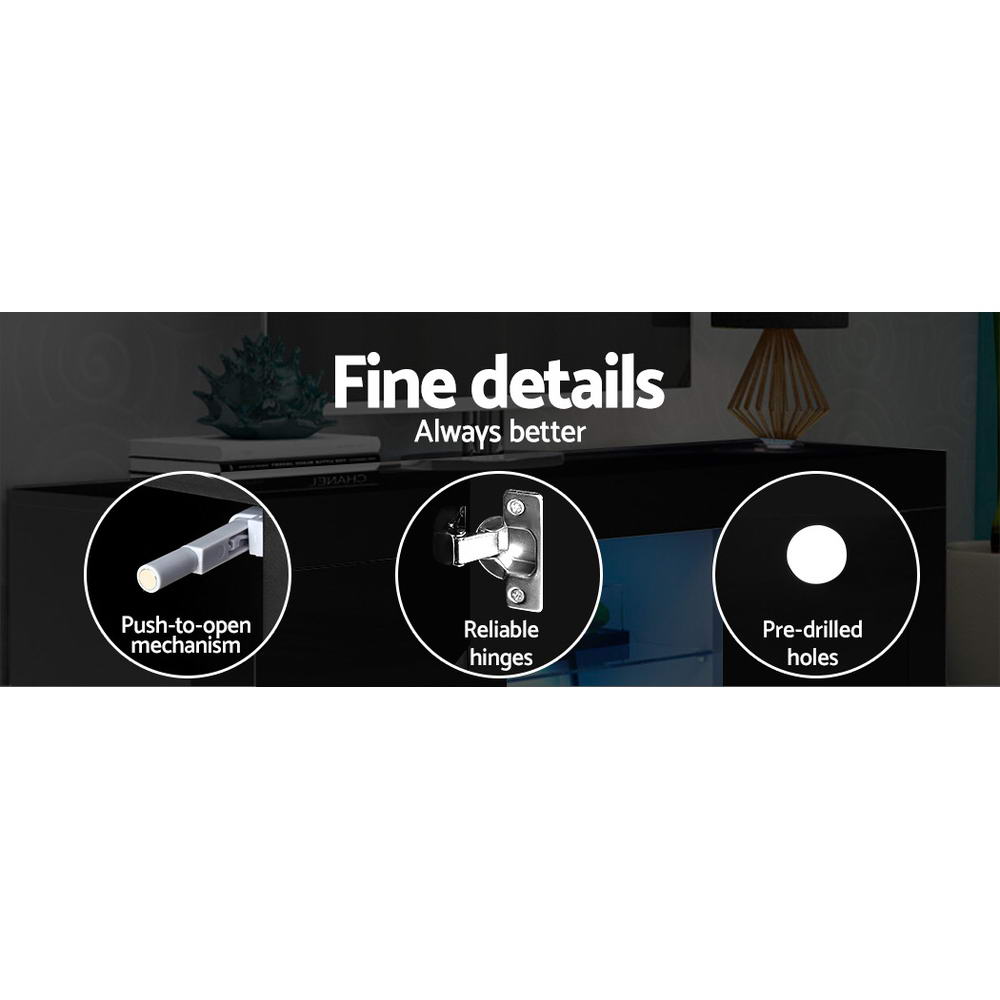 LED TV Entertainment Unit 160cm - Black - Homecoze