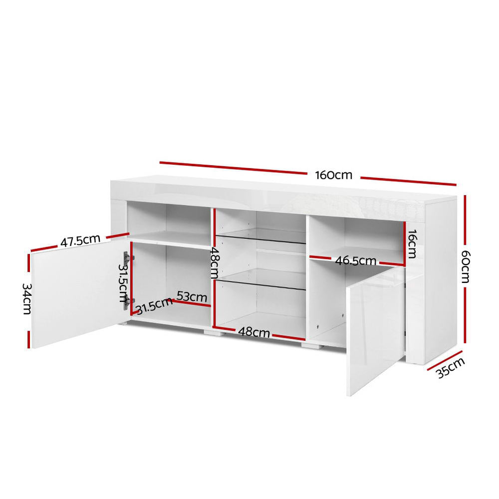 LED TV Entertainment Unit 160cm - White - Homecoze