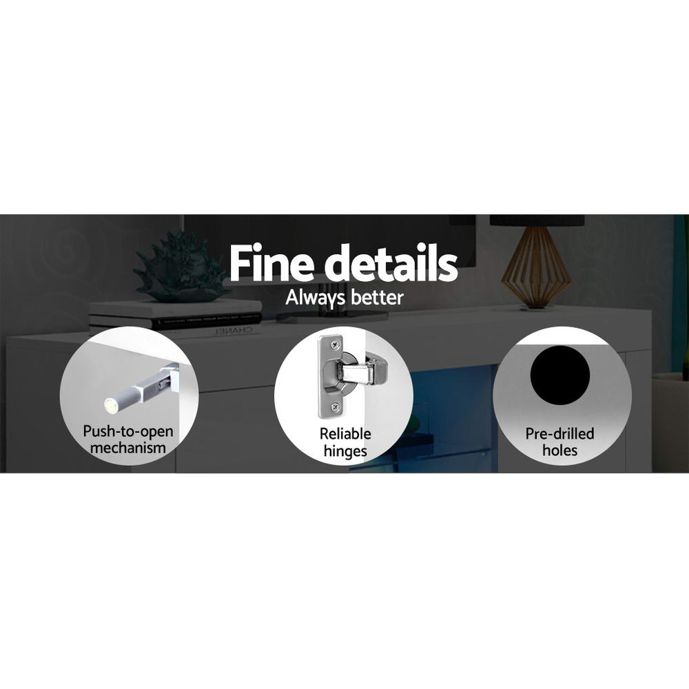 LED TV Entertainment Unit 160cm - White - Homecoze