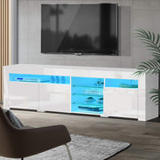 RGB LED Gloss TV Cabinet Entertainment Unit  3 Doors 180cm - White - Homecoze