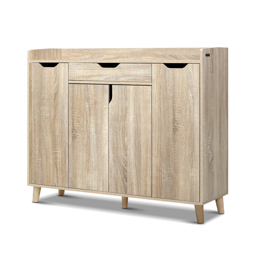 120cm Shoe Cabinet Storage Organiser Cupboard with Drawer - Wood - Homecoze