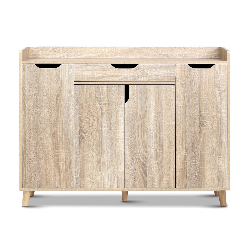 120cm Shoe Cabinet Storage Organiser Cupboard with Drawer - Wood - Homecoze