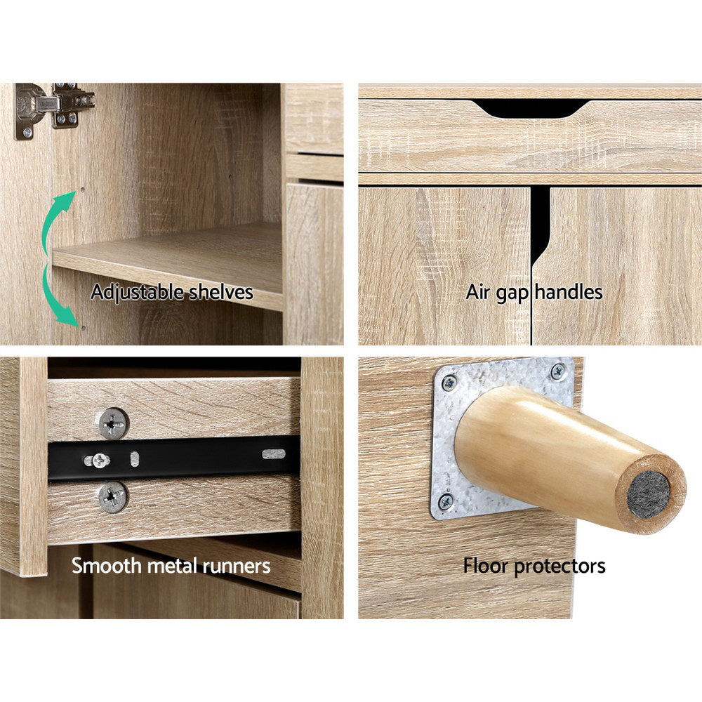 120cm Shoe Cabinet Storage Organiser Cupboard with Drawer - Wood - Homecoze