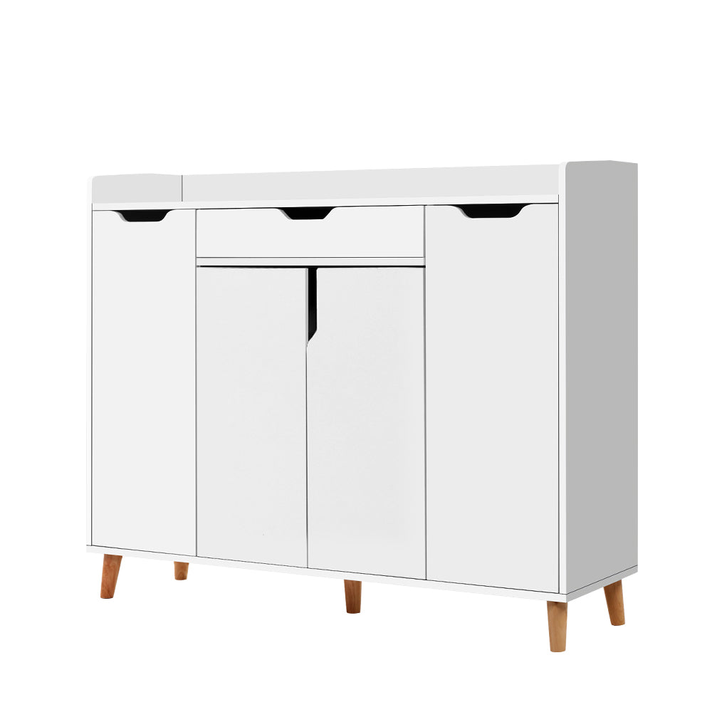 Large Shoe Storage Cabinet Sideboard with Drawer 120cm - White - Homecoze
