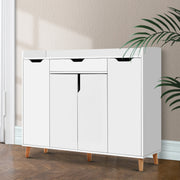 Large Shoe Storage Cabinet Sideboard with Drawer 120cm - White - Homecoze