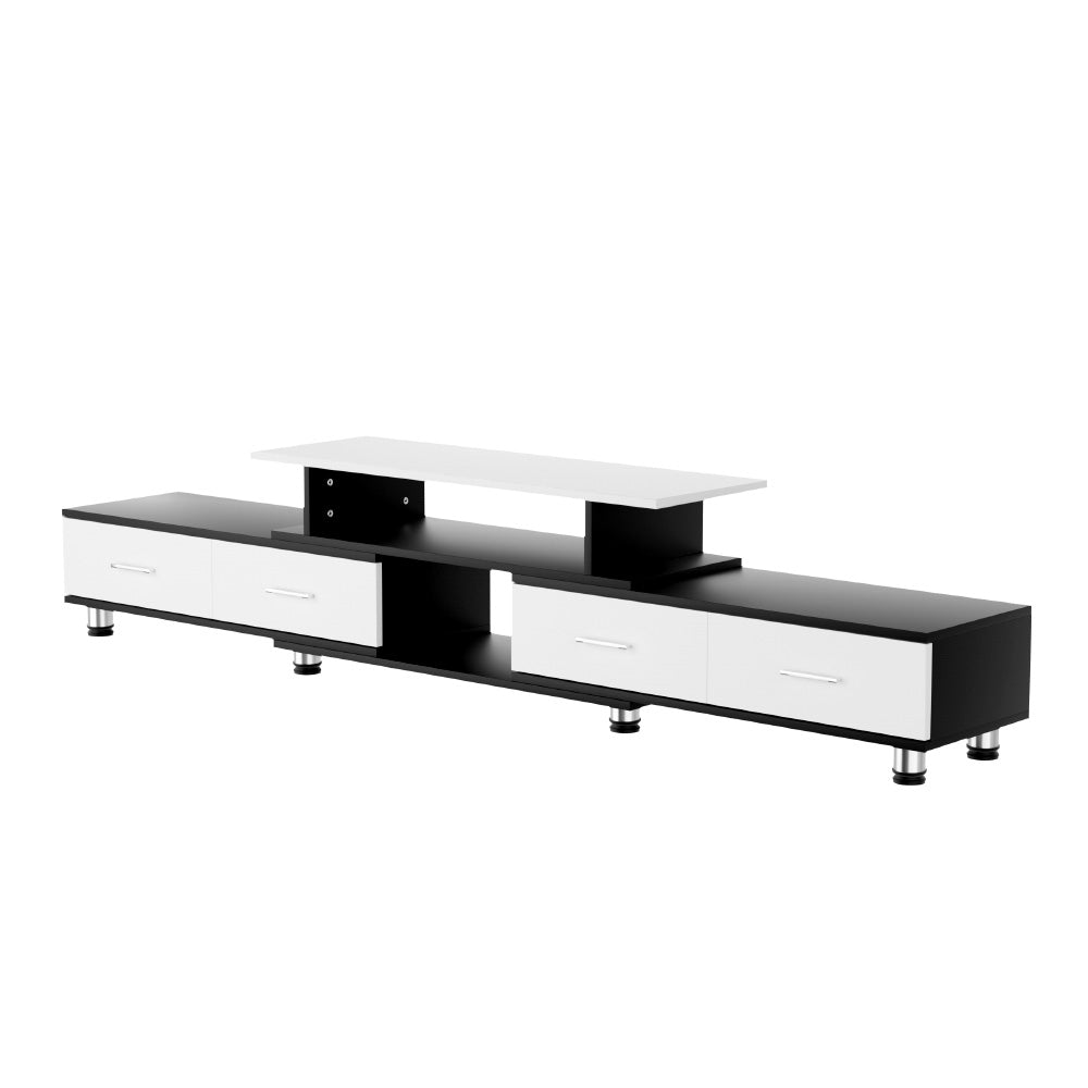 TV Cabinet Entertainment Unit Extendable (160cm to 220cm) - Black & White - Homecoze