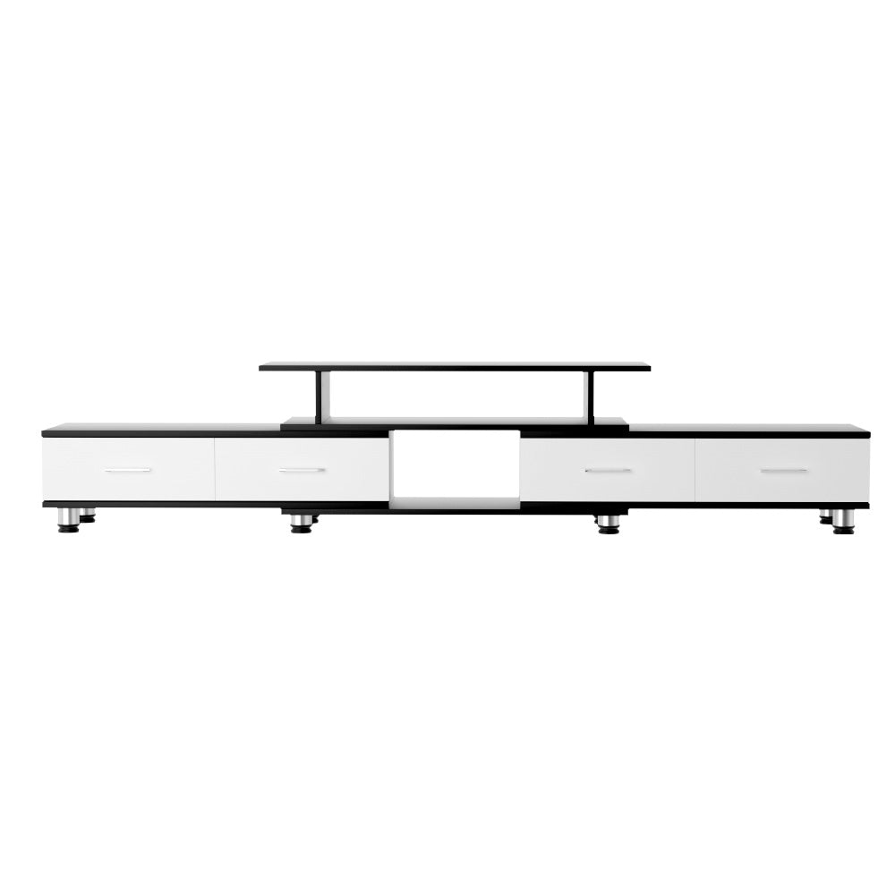 TV Cabinet Entertainment Unit Extendable (160cm to 220cm) - Black & White - Homecoze