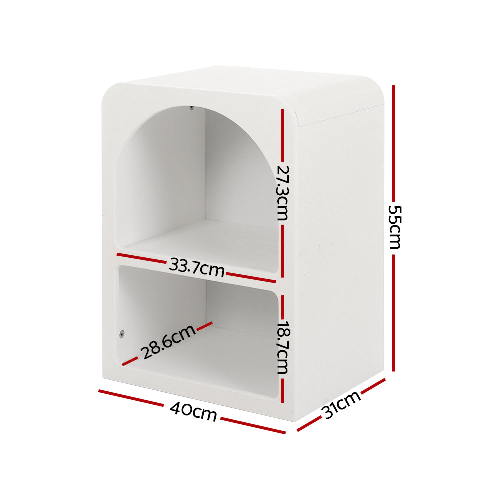 Contemporary Arched Design Bed Side Table Nightstand - White - Homecoze