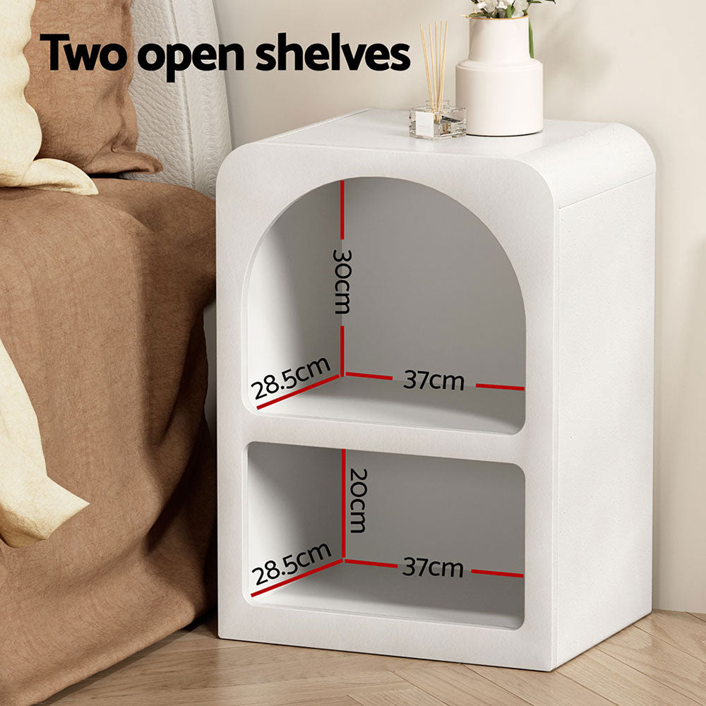 Contemporary Arched Design Bed Side Table Nightstand - White - Homecoze