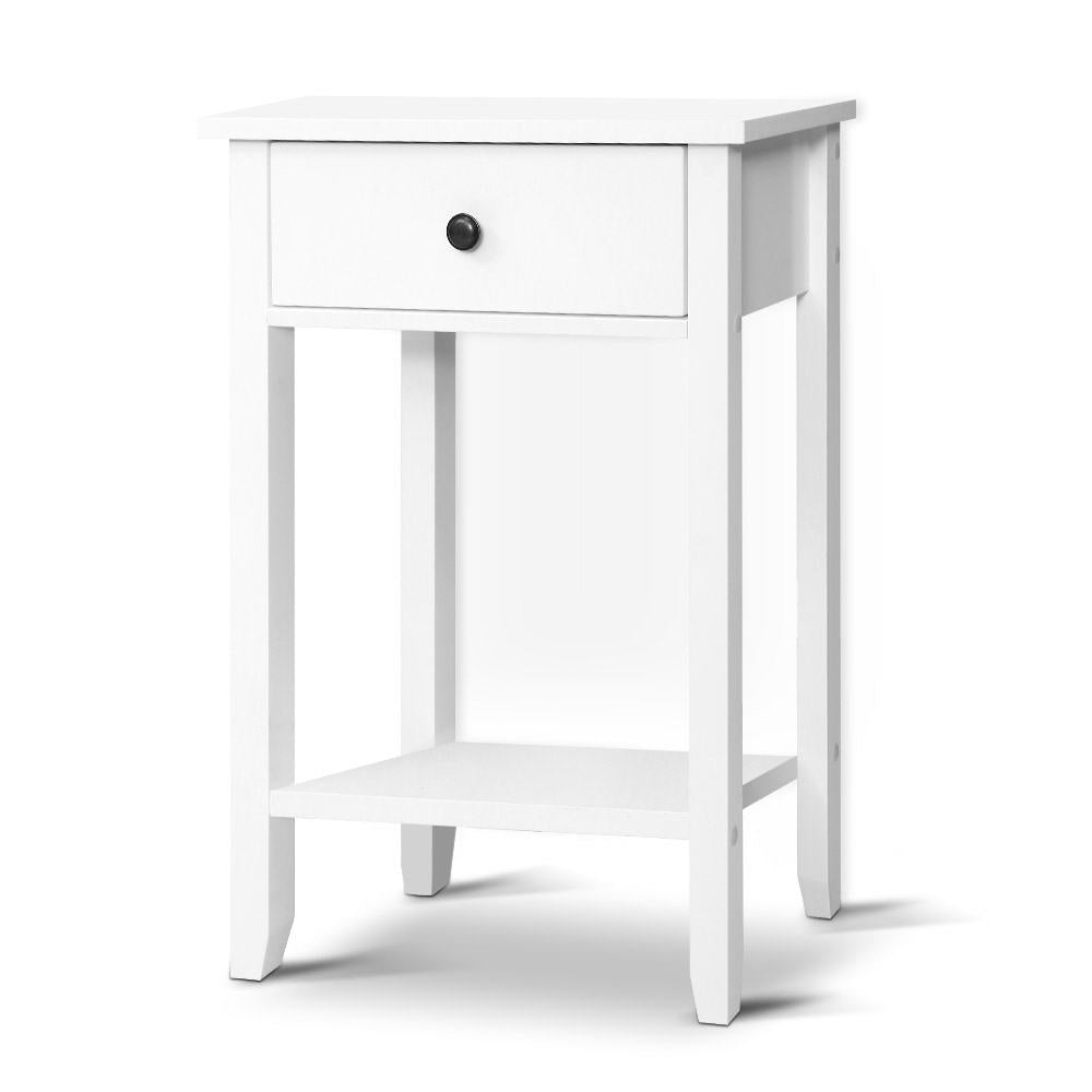 Classic Single Drawer Bedside Table - White - Homecoze