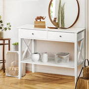 Console Table Hall Side Entry 2 Drawers Display White Desk Furniture - Homecoze