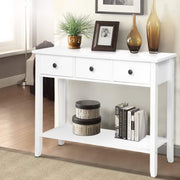 Hallway Console Side Table 3 Drawer - White - Homecoze