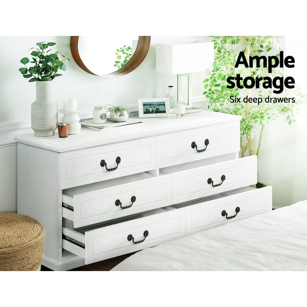 Charlotte French Provincial Dresser Chest of Drawers – White - Homecoze