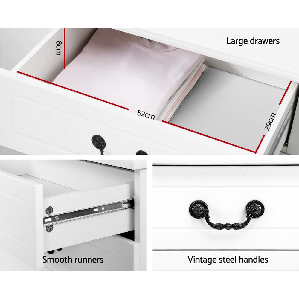 Charlotte French Provincial Dresser Chest of Drawers – White - Homecoze