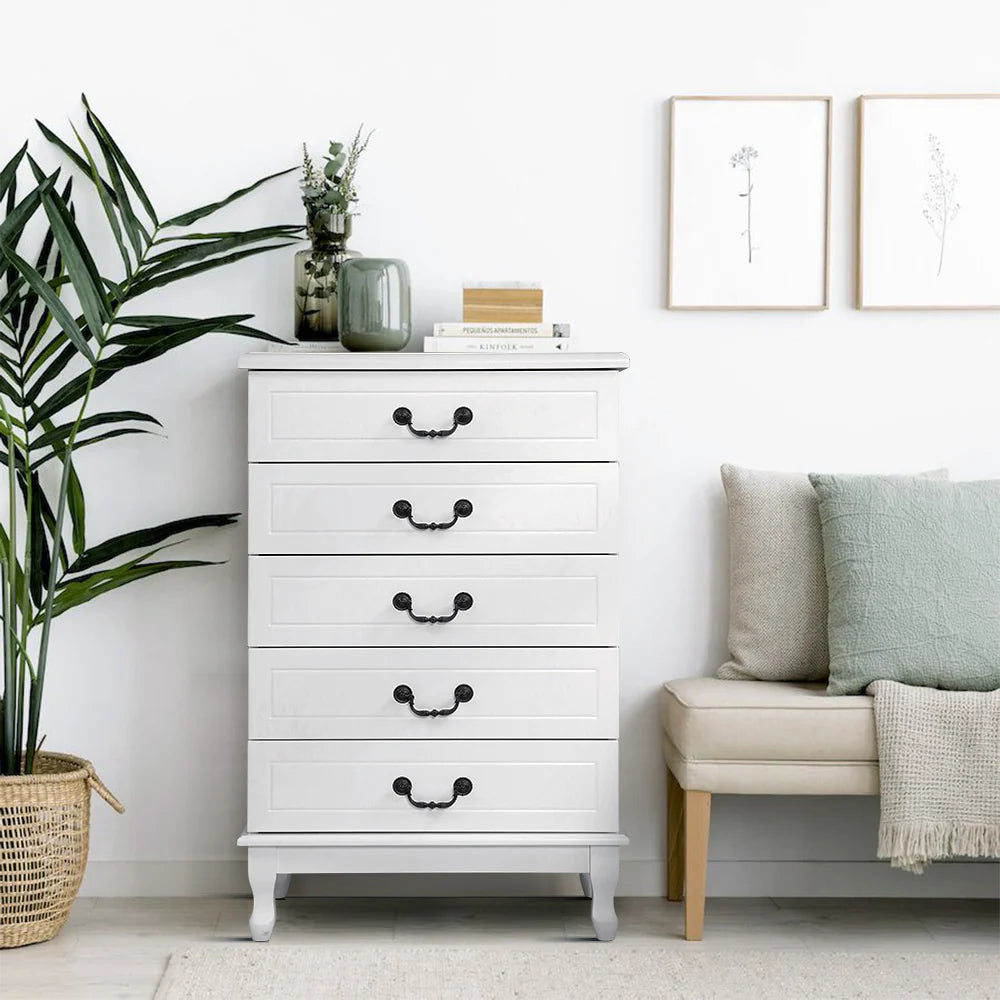 Charlotte French Provincial Tallboy Chest of Drawers – White - Homecoze