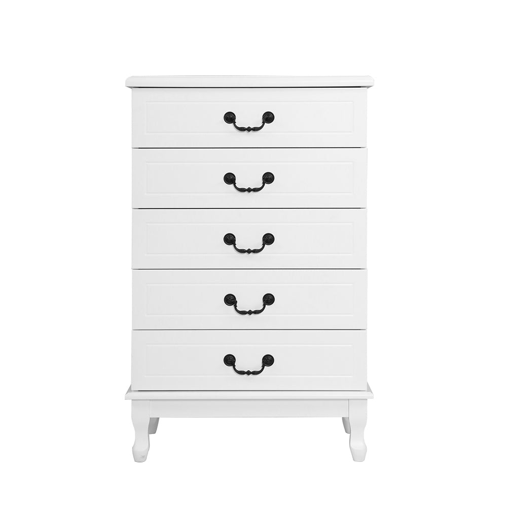 French Provincial Style Tallboy Dresser Chest of Drawers - White - Homecoze